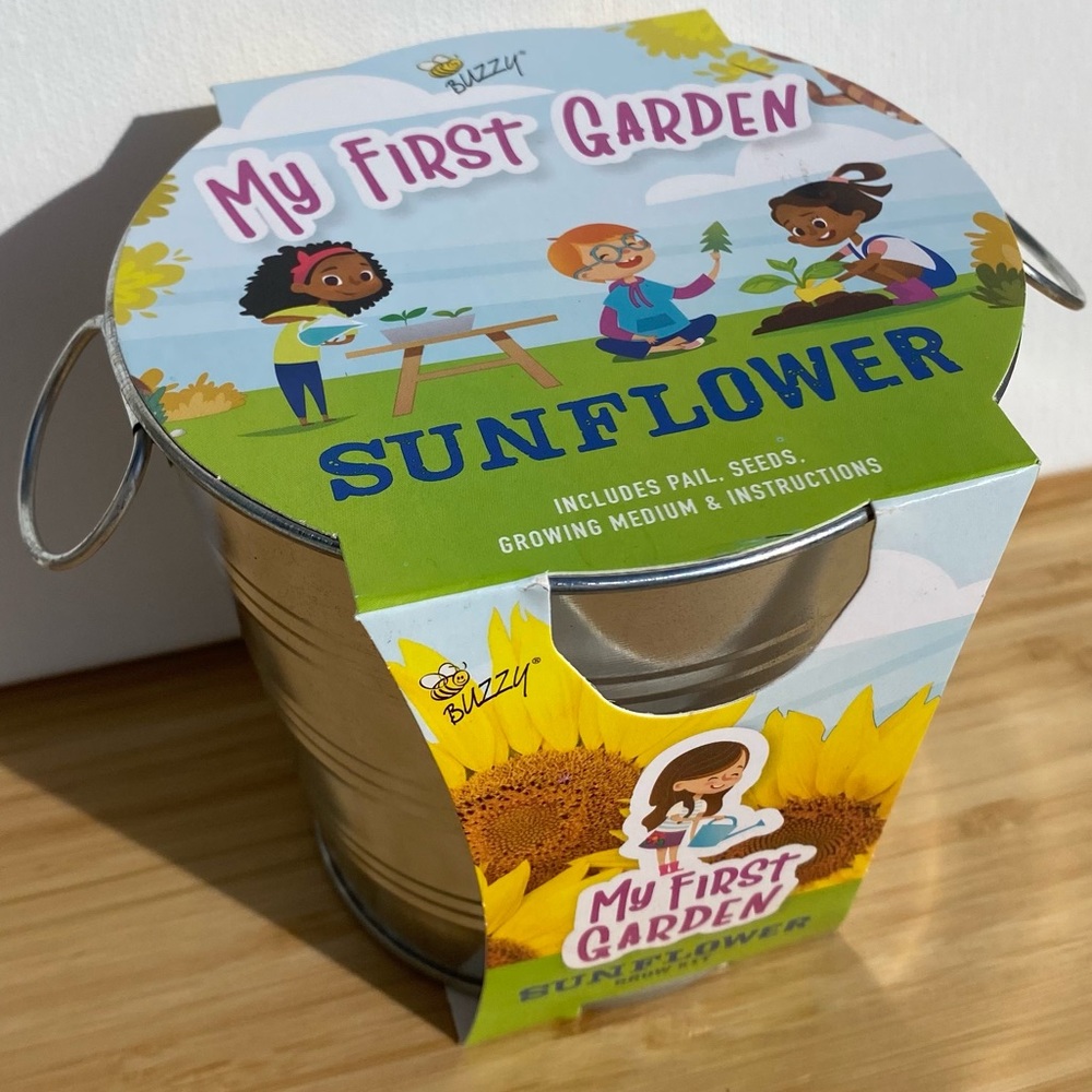 Buzzy “My First Garden” Sunflower Grow Kit in Galvanized Pail